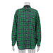 Retro Plaid Shirt Women Casual Plaid Top All Matching Collared Loose Mid Length Shirt-Green-Fancey Boutique