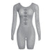 Color-Gray-Summer Women Clothing Sexy See through High Waist Long Sleeves Skinny Sheath Yoga Jumpsuit Women-Fancey Boutique