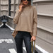 Color-Khaki-Autumn Women Wear Mid Length Solid Color Turtleneck Sweater-Fancey Boutique