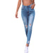 Women Clothing High Waist Stretch Skinny Denim Pants-Blue-Fancey Boutique