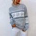 Color-Gray-Christmas Sweater Autumn Winter New Half Turtleneck Snowflake Sweater for Women-Fancey Boutique