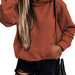 Autumn Winter Solid Color Pocket Hooded for Women All Matching Long Sleeve Top-Orange-Fancey Boutique