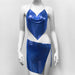Color-royal blue-Women Clothing Metal Sequ Sling Skirt Set Dress Sexy Metal Top Mini Skirt-Fancey Boutique