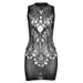 Spring Women Clothes Sexy round Neck Jacquard Mesh High Waist Tight Fitting Solid Color Sheath Dress-Black-Fancey Boutique