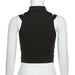 Color-Sexy Mesh Hollow Out Cutout Slim Fit Patchwork Tight Waist Solid Color Casual Top for Women-Fancey Boutique