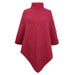 Color-Coral Red-Autumn Winter Shawl Cape Solid Color Turtleneck Women Sweater-Fancey Boutique