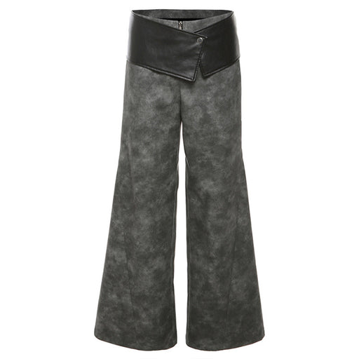 Color-Gray-Autumn Winter Women Clothing Street High Waist Loose Wide Leg Pants Women-Fancey Boutique