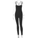 Color-Black-Winter Women Clothing Solid Color Rib Sexy Backless Slim Fit Sports Jumpsuit-Fancey Boutique