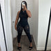 Color-Black-Summer Women Sleeveless Hollow Out Cutout Slim High Top Sports One Piece Trousers-Fancey Boutique