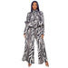 Color-Black-Women Clothing Lantern Long Sleeve Wide Leg Pants Printed Casual Two Piece Suit-Fancey Boutique