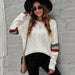 Color-White-Autumn Winter Loose Pullover Sweater Clothing Loose round Neck Long Sleeve Knitted Sweater-Fancey Boutique
