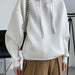 Color-White-Spring Loose Profile Memory Cotton Sweater Women Korean Sense of Design Air Cotton Hooded Top-Fancey Boutique