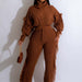 Color-Brown-2-Women Clothing Casual Solid Color Knitted Long Sleeve Turtleneck Tassel Suit-Fancey Boutique