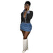 Color-Black-Denim Skirt Set in Shirt Denim Skirt Set 3D Pocket Skirt Set-Fancey Boutique