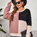 Color-Pink-Plus Size Autumn Winter round Neck Color Matching Thick Casual Sweater-Fancey Boutique