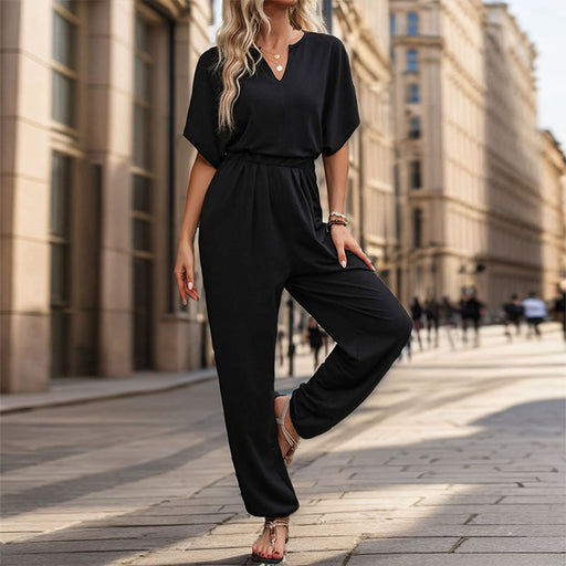 Summer Women Casual Solid Color Jumpsuit-Black-Fancey Boutique