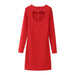 Spring Women Clothing Hollowed Heart Shape Slim Fit Long Sleeve Narrow Dress-Red-Fancey Boutique