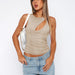 Chic Vest Outer Wear Sleeveless Bottoming Shirt Sexy Bare Cropped Slim Fit Bm Top for Women-Apricot-Fancey Boutique