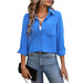 Color-Blue-Spring Summer Women Clothing Women Office Shirt Office Business Long-Sleeved Shirt-Fancey Boutique