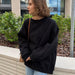 Round Neck Loose Sweatshirt Women Autumn Winter Street Solid Color Polar Fleece Pullover Sweater-Black-Fancey Boutique