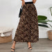 Solid Color Pleated Skirt Office Pleated Leopard Print Stud for Autumn Winter Skirt-Red Coffee Color-Fancey Boutique