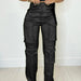 Color-Black-Casual Women Solid Color Multi Pocket Workwear Trousers-Fancey Boutique