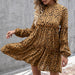 Color-Khaki-Women Clothing Autumn Milk Spots Fungus Long Sleeve Dress Women-Fancey Boutique