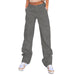 Color-Gray-Slim High Waist Multi Pocket Cargo Pants Women-Fancey Boutique