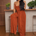 Color-Orange-Summer Women Clothing Personalized Strap Top Loose Wide Leg Pants Set-Fancey Boutique