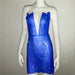 Women Clothing Popular Metal Rhinestone Dress Sexy Party Nightclub Halter Dress Women-Sapphire Blue-Fancey Boutique