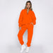 Color-Orange-Autumn Winter Solid Color Stand Collar Zipper Pullover Long Sleeve Sweater Two Piece Set Smart Trousers Suit-Fancey Boutique
