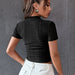 Slim T shirt Solid Color Women Sexy Hollow Out Cutout out Cropped Short Small Shirt Women-Fancey Boutique