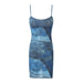 Color-Multi-【MOQ-5 packs】 Autumn Women Clothing Double Layer Denim Blue Mesh Printing Slip Dress-Fancey Boutique
