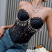 Retro Outerwear Bra Sexy Lace Hollow Out Cutout Rhinestone Tassel Boning Corset Tube Top-Fancey Boutique