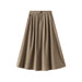 Color-Khaki-Skirt Women Autumn High Waist A line Skirt Long Skirt Slimming Large Hem Umbrella Skirt Drape Skirt-Fancey Boutique