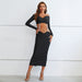 Color-Black-Women Clothing Spring Dress Black Sexy Diamond Decorative off Shoulder Cropped Outfit Midi Dress Bandage Dress-Fancey Boutique