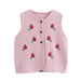 Women Retro Casual Simple Strawberry Double Sided Cotton Knitted Vest-Pink-Fancey Boutique