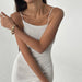 Mid Length Tight Knitted Dress Summer Sexy Slit Camisole Dress-Ivory-Fancey Boutique