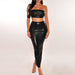 Color-Black-Sexy Strapless Skirt Set Crop Top Tight Fitting Wrapped Chest Sheath-Fancey Boutique