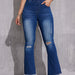 Ripped Slim Fit Wide Leg High Waist Elastic Waist Jeans for Women-Fancey Boutique