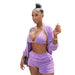 Color-Purple-Women Clothing Solid Color Vest Cardigan Shorts Sexy Three-Piece Suit Suit-Fancey Boutique