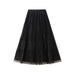 Color-Black-High End Mesh Pleated Skirt Women Front Back Wear Western A line Skirt College Slimming-Fancey Boutique