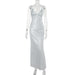 Summer Elegant Sexy V Neck Brace Thin Glittering Backless Dress Dress Women-Silver-Fancey Boutique