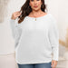 Color-White-Women Pullover Woven Sweater plus Size Women Clothes Autumn Winter Sleeve Neck Shoulder Loose Sweater-Fancey Boutique