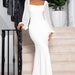 Color-White-Women Clothing Formal Dress Solid Color Square Collar Chiffon Sleeves Slim Fit Sheath Dress-Fancey Boutique