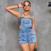 Color-Smalt-Women Clothing Street Casual Denim Suspender Shorts Women-Fancey Boutique