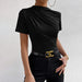 Popular Half Turtleneck T shirt Summer Pullover Solid Color Slim Fit Crop Top-Black-Fancey Boutique