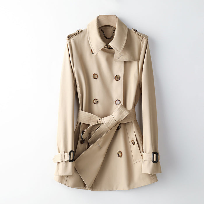 Color-Khaki-Women Element Trench Coat for Women Mid Length Fried Street Small British Spring Autumn Coat Women-Fancey Boutique