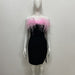 Color-Black-Spring Tube Top Ostrich Feather Bandage Dress Sexy Slit Diamond Party Socialite Dress-Fancey Boutique