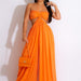 Color-Orange-Source Sexy Chiffon Chest Wrapped Bare Back Wide Leg Jumpsuit Women Clothing-Fancey Boutique